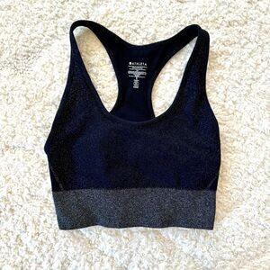 Athleta Twilight Sparkle Shimmer Blue Sports Bra, Size Small